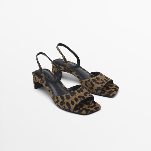NWT. Massimo Dutti Animal Print/Leopard High-Heel Sandals. Size 7,5. - Picture 1 of 7